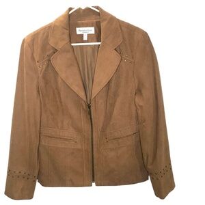 Proportion Petite Brown Suede Zip Jacket Stud Detail